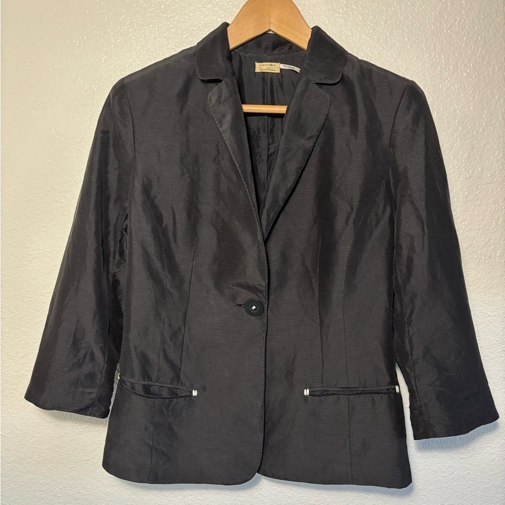 Max Studio Special Edition 3/4 Sleeves Blazer Sz 8 Silk Linen Blend